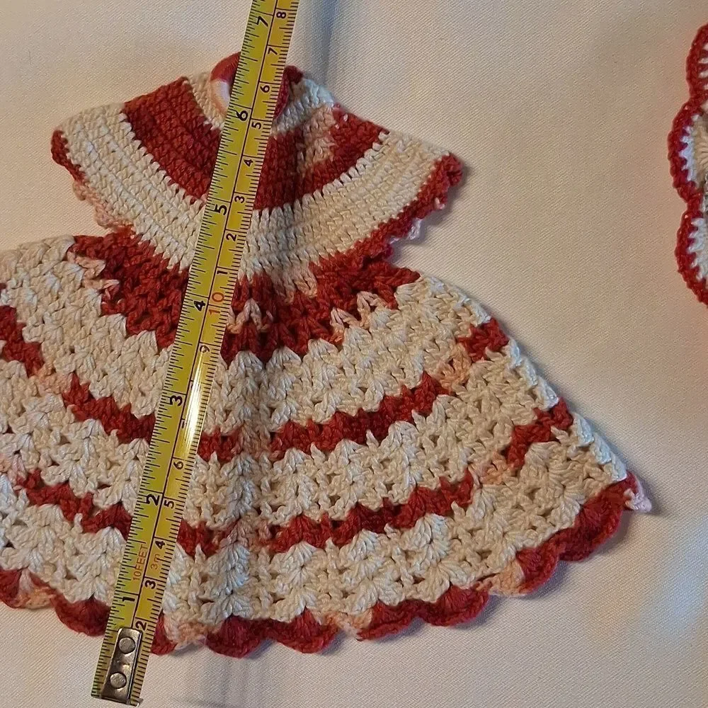 Vintage Crochet potholders/ hotpad /trivet,‎ doilie, dress, Americana, Valentine